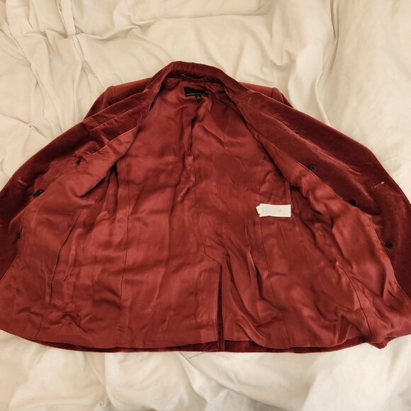 Banana Republic Veluro Oversized Blazer Double Breasted Velvet Red - Picture 5 of 12